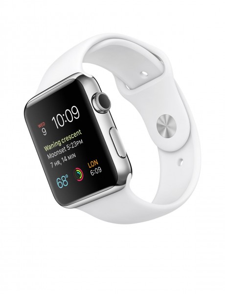 Apple Watch (42 mm) Paslanmaz Çelik Kasa ve Beyaz Spor Kordon Akıllı Saat