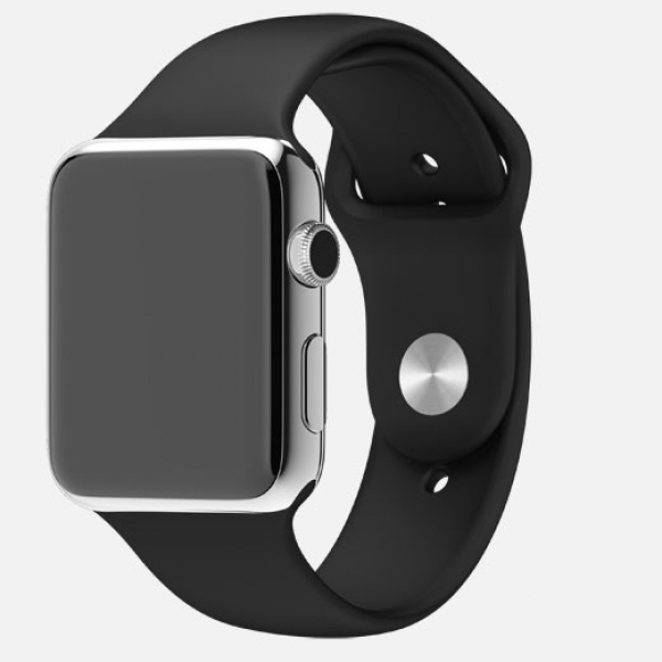 Apple Watch (38 mm) Paslanmaz Çelik Kasa ve Siyah Spor Kordon Akıllı Saat