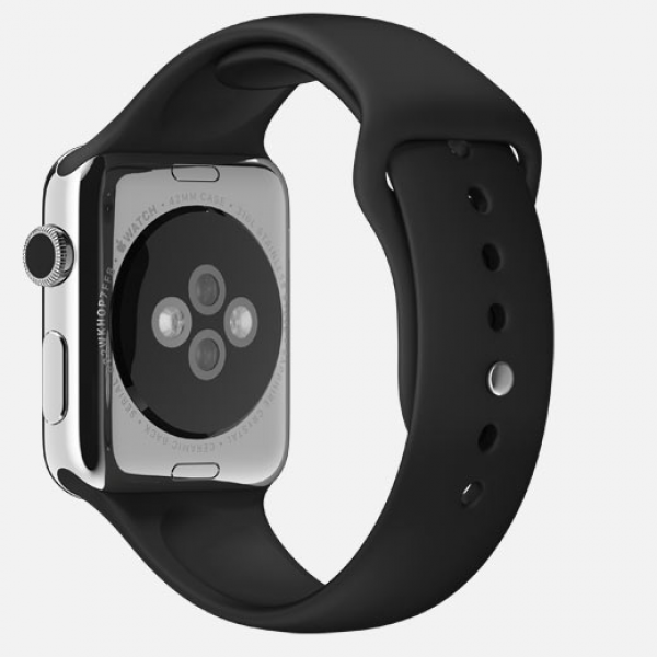 Apple Watch (38 mm) Paslanmaz Çelik Kasa ve Siyah Spor Kordon Akıllı Saat