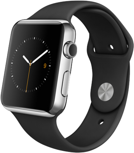 Apple Watch (42 mm) Paslanmaz Çelik Kasa ve Siyah Spor Kordon Akıllı Saat