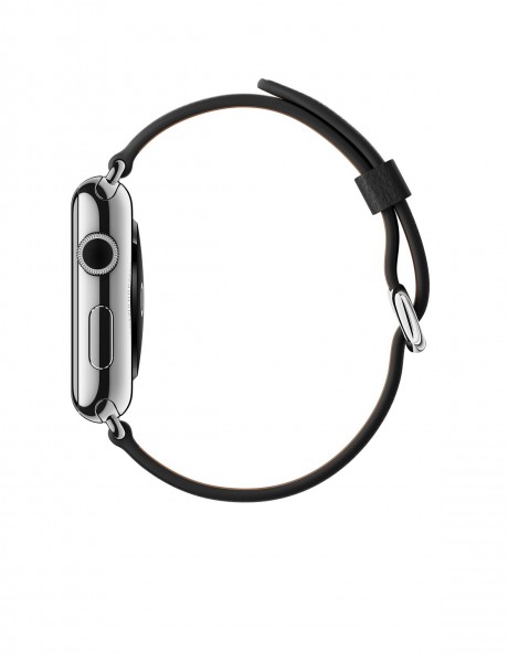 Apple Watch (38 mm) Paslanmaz Çelik Kasa ve Klasik Tokalı Siyah Kayış Akıllı Saat