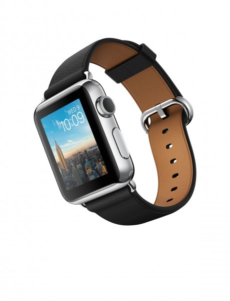 Apple Watch (38 mm) Paslanmaz Çelik Kasa ve Klasik Tokalı Siyah Kayış Akıllı Saat