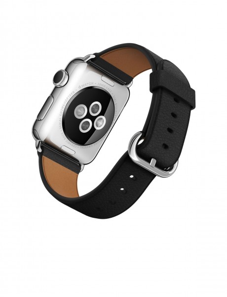 Apple Watch (38 mm) Paslanmaz Çelik Kasa ve Klasik Tokalı Siyah Kayış Akıllı Saat
