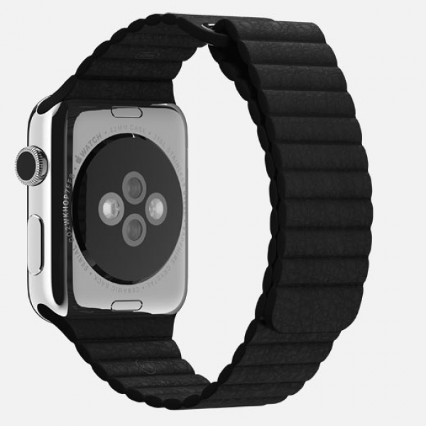 Apple Watch (42 mm) Paslanmaz Çelik Kasa ve Siyah Deri Loop Akıllı Saat
