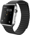 Apple Watch (42 mm) Paslanmaz Çelik Kasa ve Siyah Deri Loop resim
