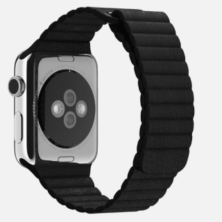 Apple Watch (42 mm) Paslanmaz Çelik Kasa ve Siyah Deri Loop Akıllı Saat