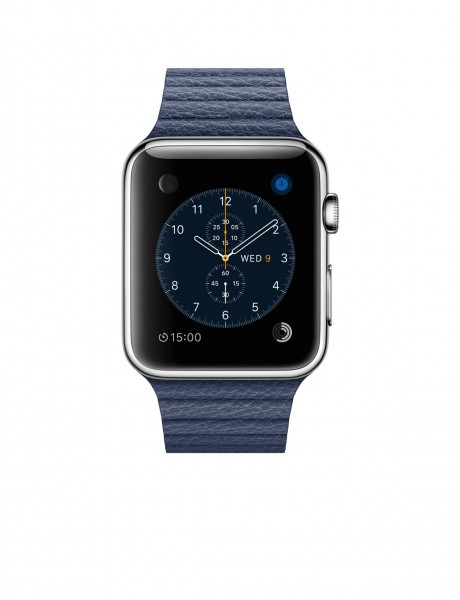 Apple Watch (42 mm) Paslanmaz Çelik Kasa ve Gece Mavisi Deri Loop Akıllı Saat
