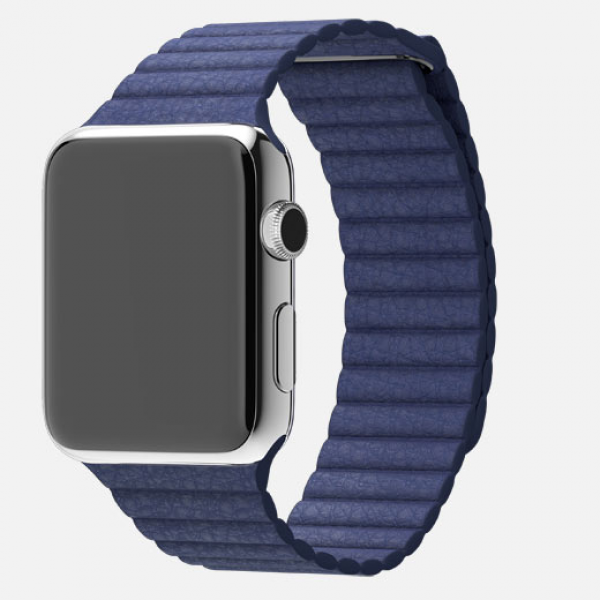 Apple Watch (42 mm) Paslanmaz Çelik Kasa ve Gece Mavisi Deri Loop Akıllı Saat