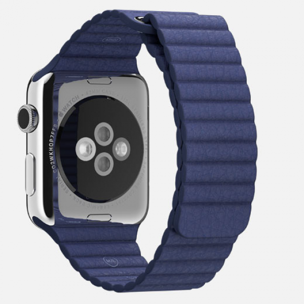 Apple Watch (42 mm) Paslanmaz Çelik Kasa ve Gece Mavisi Deri Loop Akıllı Saat
