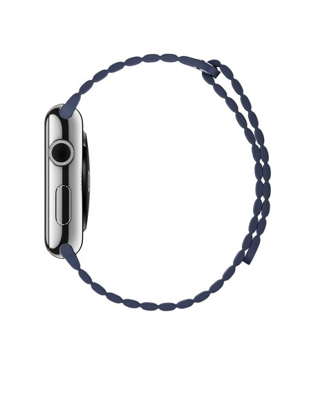 Apple Watch (42 mm) Paslanmaz Çelik Kasa ve Gece Mavisi Deri Loop Akıllı Saat