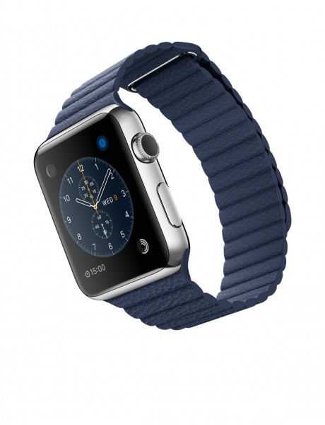 Apple Watch (42 mm) Paslanmaz Çelik Kasa ve Gece Mavisi Deri Loop Akıllı Saat
