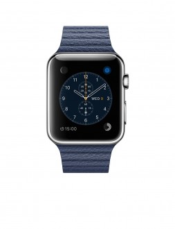 Apple Watch (42 mm) Paslanmaz Çelik Kasa ve Gece Mavisi Deri Loop Akıllı Saat
