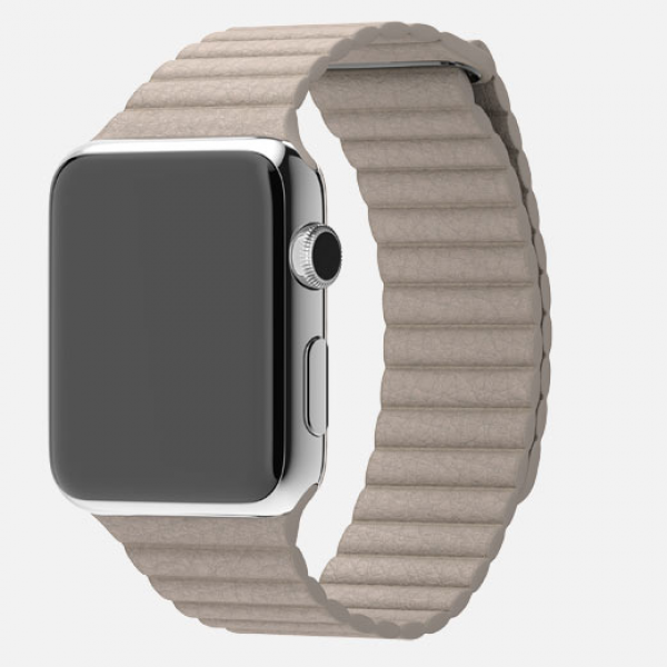 Apple Watch (42 mm) Paslanmaz Çelik Kasa ve Taş Rengi Deri Loop Akıllı Saat