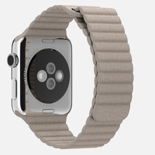 Apple Watch (42 mm) Paslanmaz Çelik Kasa ve Taş Rengi Deri Loop Akıllı Saat