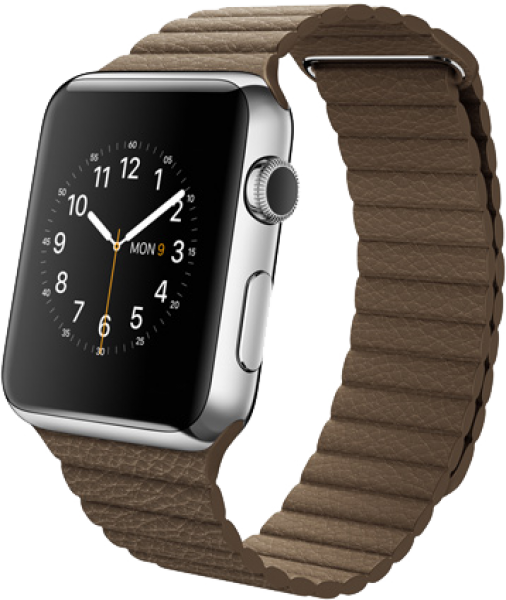 Apple Watch (42 mm) Paslanmaz Çelik Kasa ve Açık Kahverengi Deri Loop Akıllı Saat