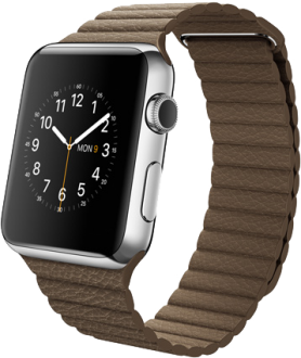 Apple Watch (42 mm) Paslanmaz Çelik Kasa ve Açık Kahverengi Deri Loop Akıllı Saat