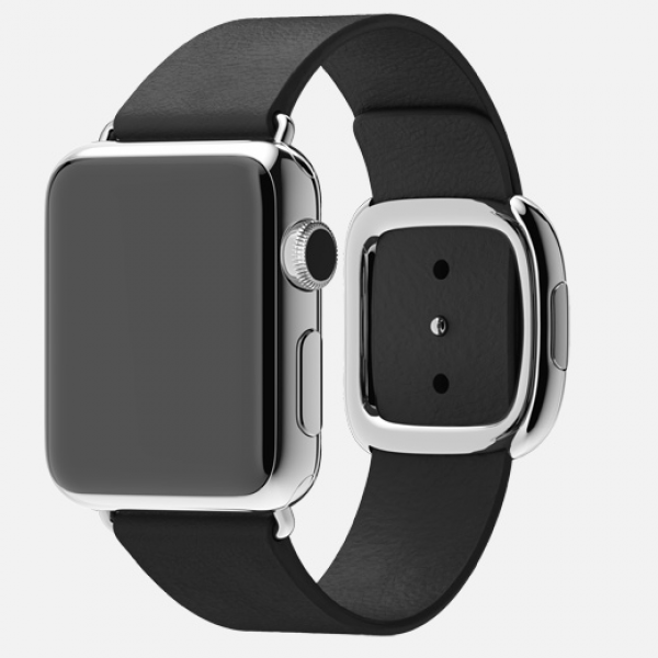 Apple Watch (38 mm) Paslanmaz Çelik Kasa ve Modern Tokalı Siyah Kayış Akıllı Saat