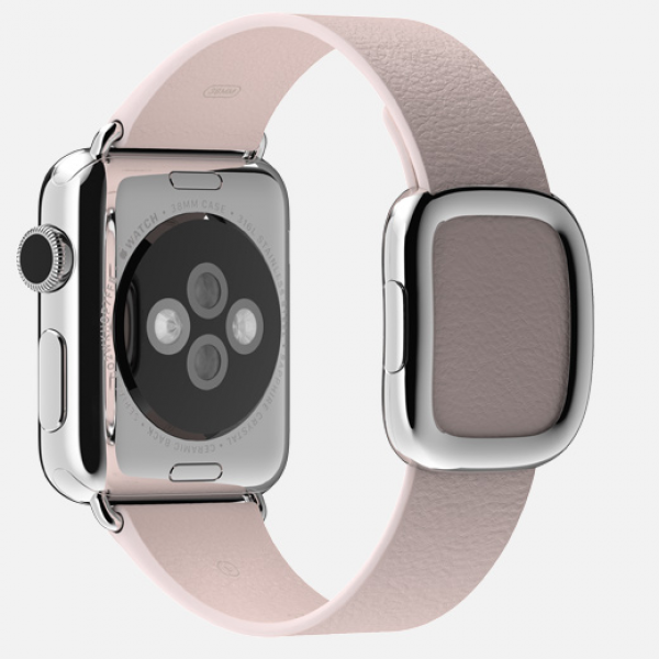 Apple Watch (38 mm) Paslanmaz Çelik Kasa ve Modern Tokalı Açık Pembe Kayış (Small) Akıllı Saat