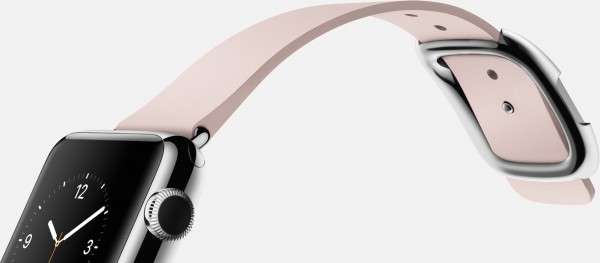 Apple Watch (38 mm) Paslanmaz Çelik Kasa ve Modern Tokalı Açık Pembe Kayış (Small) Akıllı Saat