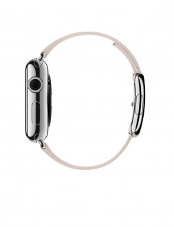Apple Watch (38 mm) Paslanmaz Çelik Kasa ve Modern Tokalı Açık Pembe Kayış (Small) Akıllı Saat