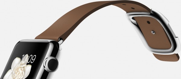 Apple Watch (38 mm) Paslanmaz Çelik Kasa ve Modern Tokalı Kahverengi Kayış Akıllı Saat