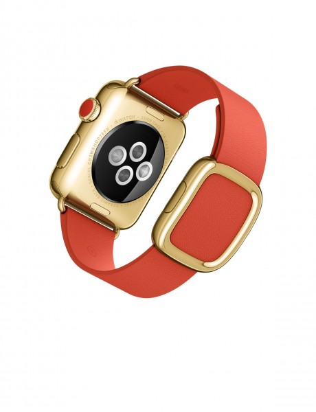 Apple Watch Edition (38 mm) 18 Ayar Sarı Altın Kasa ve Modern Tokalı Parlak Kırmızı Kayış Akıllı Saat