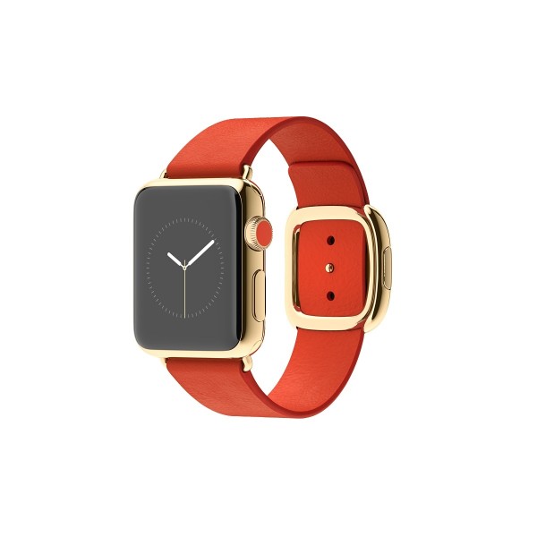 Apple Watch Edition (38 mm) 18 Ayar Sarı Altın Kasa ve Modern Tokalı Parlak Kırmızı Kayış Akıllı Saat
