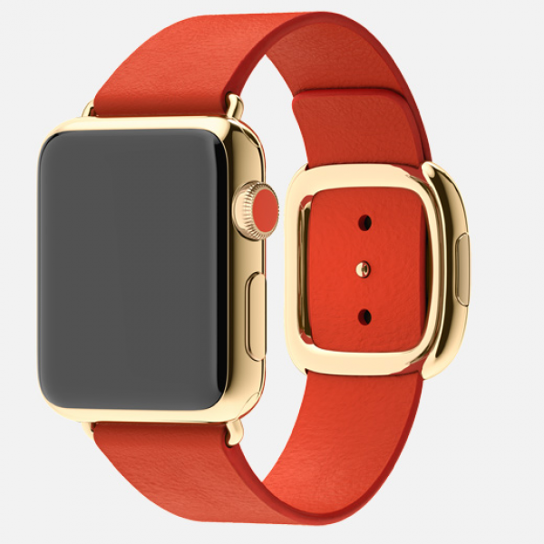 Apple Watch Edition (38 mm) 18 Ayar Sarı Altın Kasa ve Modern Tokalı Parlak Kırmızı Kayış Akıllı Saat