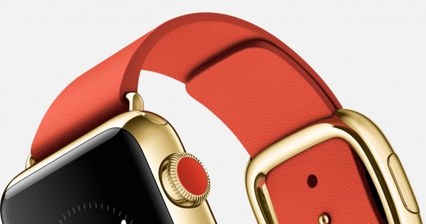 Apple Watch Edition (38 mm) 18 Ayar Sarı Altın Kasa ve Modern Tokalı Parlak Kırmızı Kayış Akıllı Saat