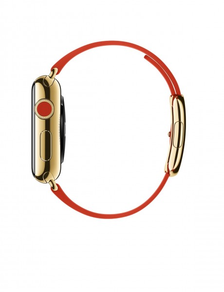 Apple Watch Edition (38 mm) 18 Ayar Sarı Altın Kasa ve Modern Tokalı Parlak Kırmızı Kayış Akıllı Saat