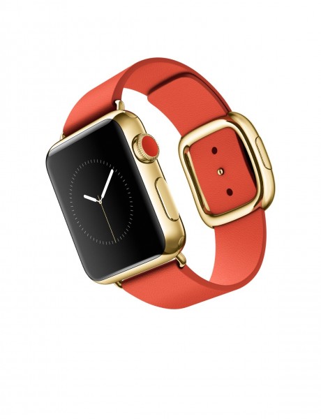 Apple Watch Edition (38 mm) 18 Ayar Sarı Altın Kasa ve Modern Tokalı Parlak Kırmızı Kayış Akıllı Saat