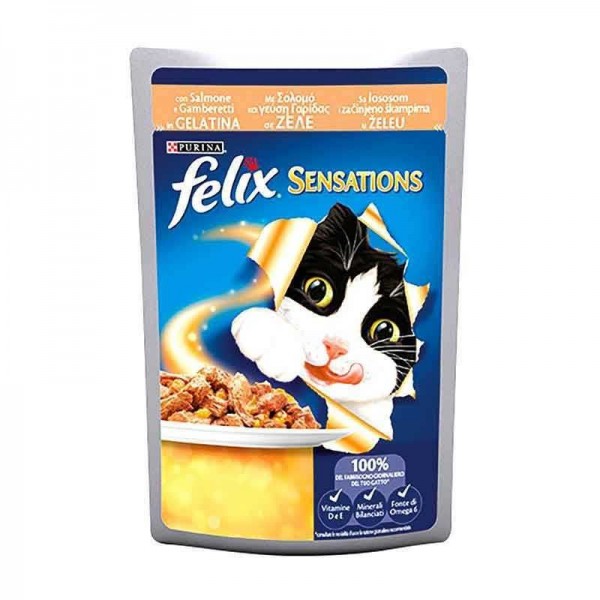 Felix Sensations Somonlu ve Karidesli Yaş 100 gr Kedi Maması