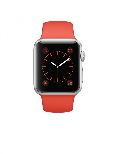 Apple Watch Sport (38 mm) Gümüş Rengi Alüminyum Kasa ve Turuncu Spor Kordon Akıllı Saat