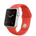 Apple Watch Sport (38 mm) Gümüş Rengi Alüminyum Kasa ve Turuncu Spor Kordon resim