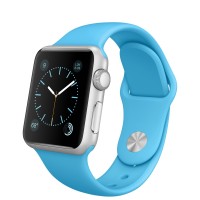 Apple Watch Sport (38 mm) Gümüş Rengi Alüminyum Kasa ve Mavi Spor Kordon resim