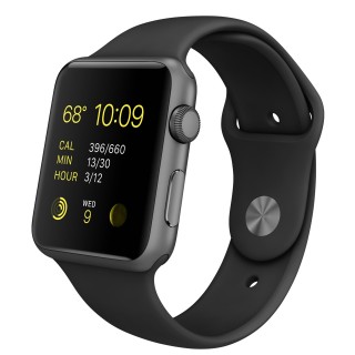 Apple Watch Sport (42 mm) Uzay Grisi Alüminyum Kasa ve Siyah Spor Kordon Akıllı Saat