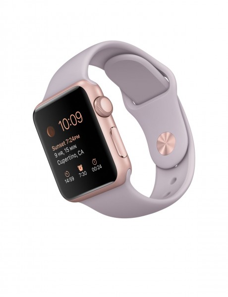 Apple Watch Sport (38 mm) Roze Altın Rengi Alüminyum Kasa ve Lavanta Spor Kordon Akıllı Saat