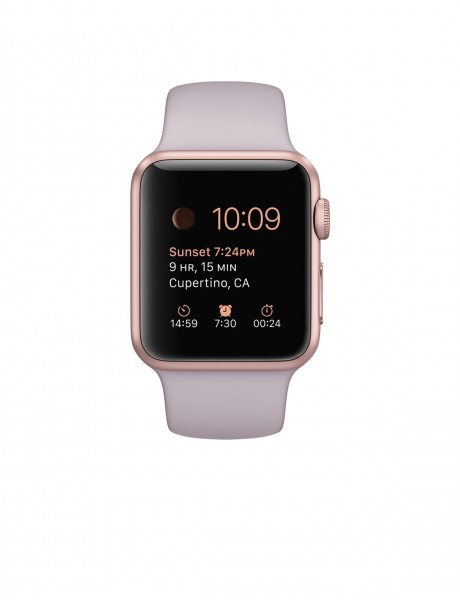 Apple Watch Sport (38 mm) Roze Altın Rengi Alüminyum Kasa ve Lavanta Spor Kordon Akıllı Saat