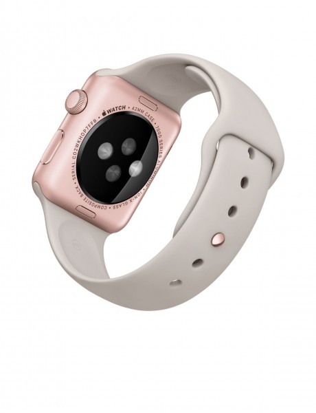Apple Watch Sport (42 mm) Roze Altın Rengi Alüminyum Kasa ve Taş Rengi Spor Kordon Akıllı Saat