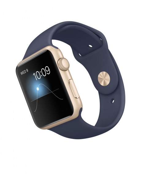 Apple Watch Sport (42 mm) Altın Rengi Alüminyum Kasa ve Gece Mavisi Spor Kordon Akıllı Saat