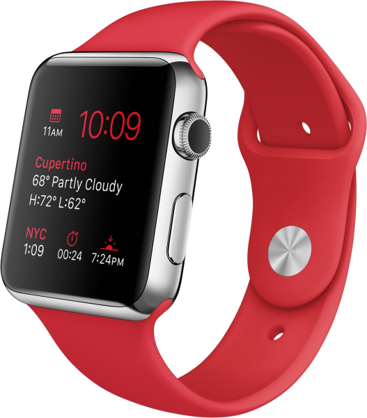 Apple Watch (38 mm) Paslanmaz Çelik Kasa ve (PRODUCT) RED Spor Kordon Akıllı Saat