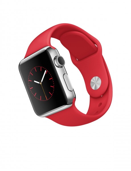Apple Watch (38 mm) Paslanmaz Çelik Kasa ve (PRODUCT) RED Spor Kordon Akıllı Saat