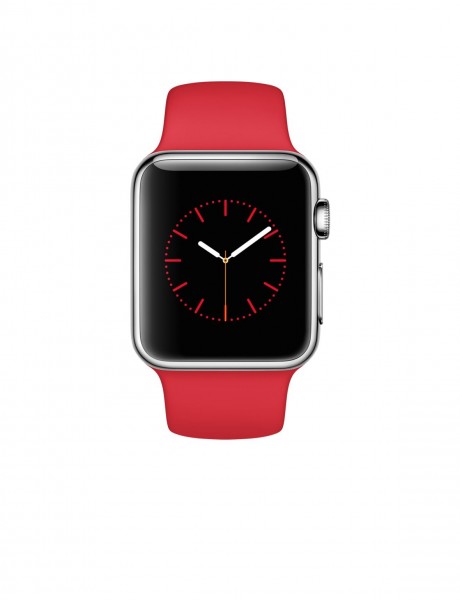Apple Watch (38 mm) Paslanmaz Çelik Kasa ve (PRODUCT) RED Spor Kordon Akıllı Saat
