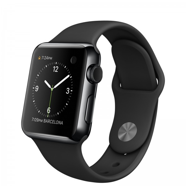 Apple Watch (38 mm) Uzay Siyahı Paslanmaz Çelik Kasa ve Siyah Spor Kordon Akıllı Saat