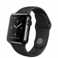 Apple Watch (38 mm) Uzay Siyahı Paslanmaz Çelik Kasa ve Siyah Spor Kordon resim