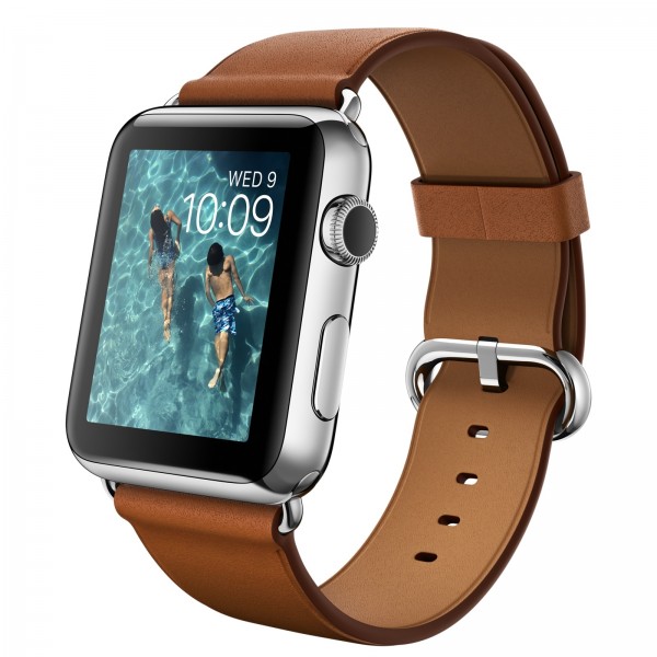 Apple Watch (42 mm) Paslanmaz Çelik Kasa ve Klasik Tokalı Klasik Kahve Kayış Akıllı Saat