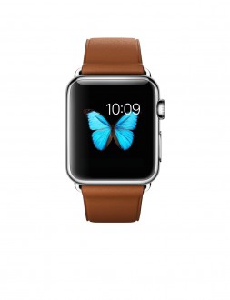 Apple Watch (38 mm) Paslanmaz Çelik Kasa ve Klasik Tokalı Klasik Kahve Kayış Akıllı Saat