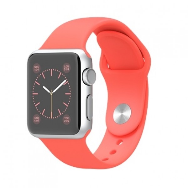 Apple Watch (38 mm) Gümüş Rengi Alüminyum Kasa Pembe Spor Kordon Akıllı Saat