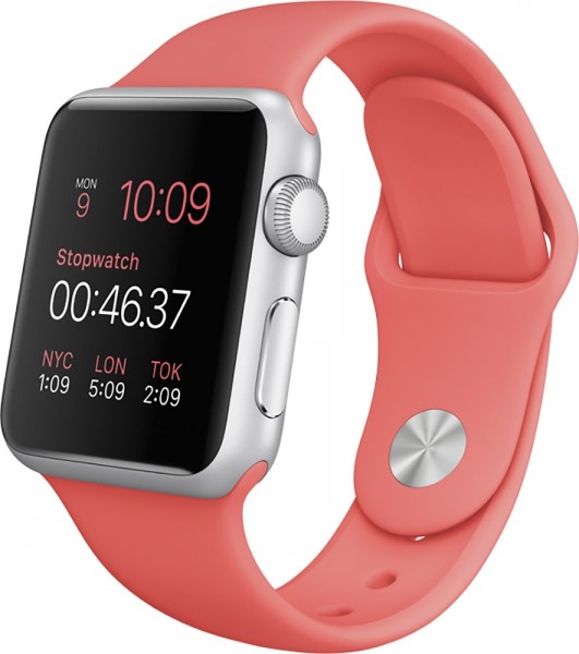 Apple Watch (38 mm) Gümüş Rengi Alüminyum Kasa Pembe Spor Kordon Akıllı Saat