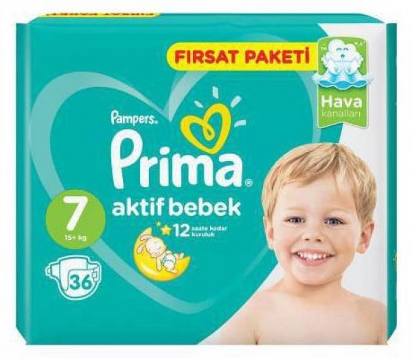 Prima Aktif Bebek 7 Beden 34 Adet Bebek Bezi